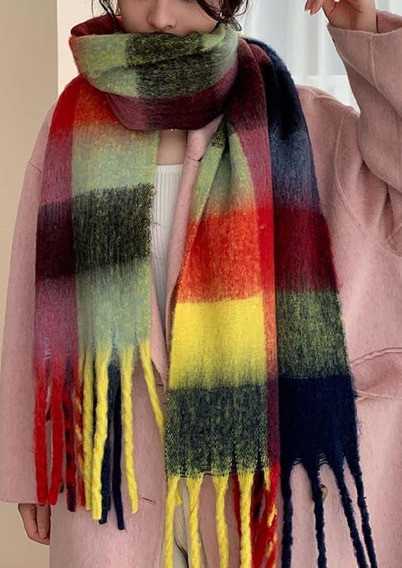 Wander Agio Winter Women Warm Scarf Long Shawl Large Scarves Cold Weather Thick Blanket Scarfs Colorful Plaid - Image 5